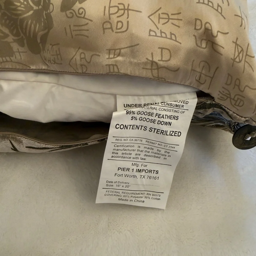 Vintage Pier 1 Imports 100% Silk & Burnout Velvet Pillow